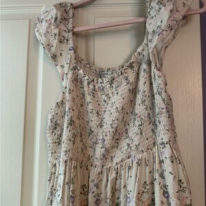 Floral Cream Spring Midi Dress